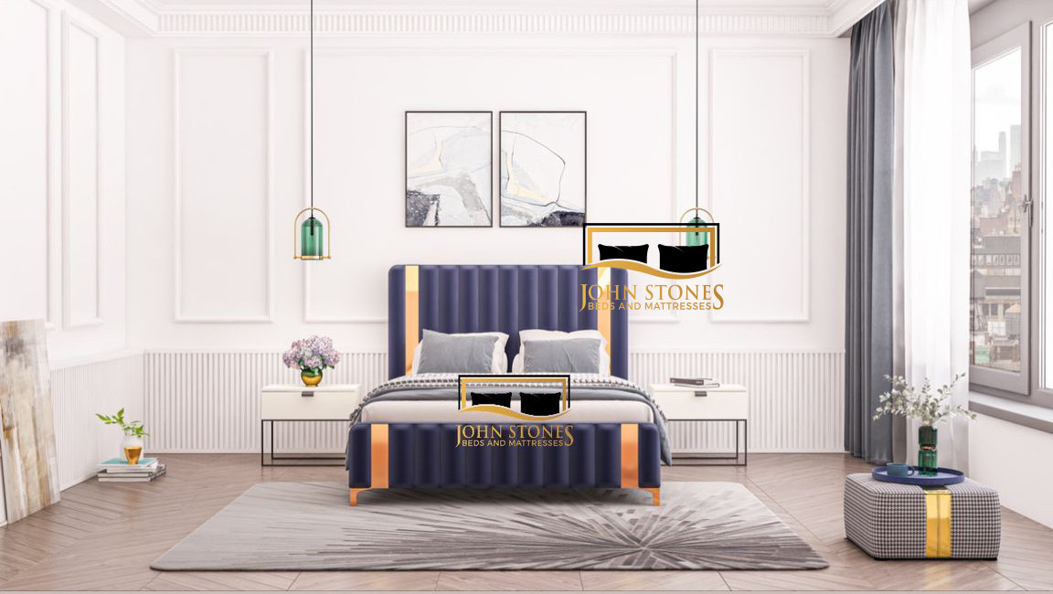 Milan Bed - Blue - Luxury Bedroom Furniture