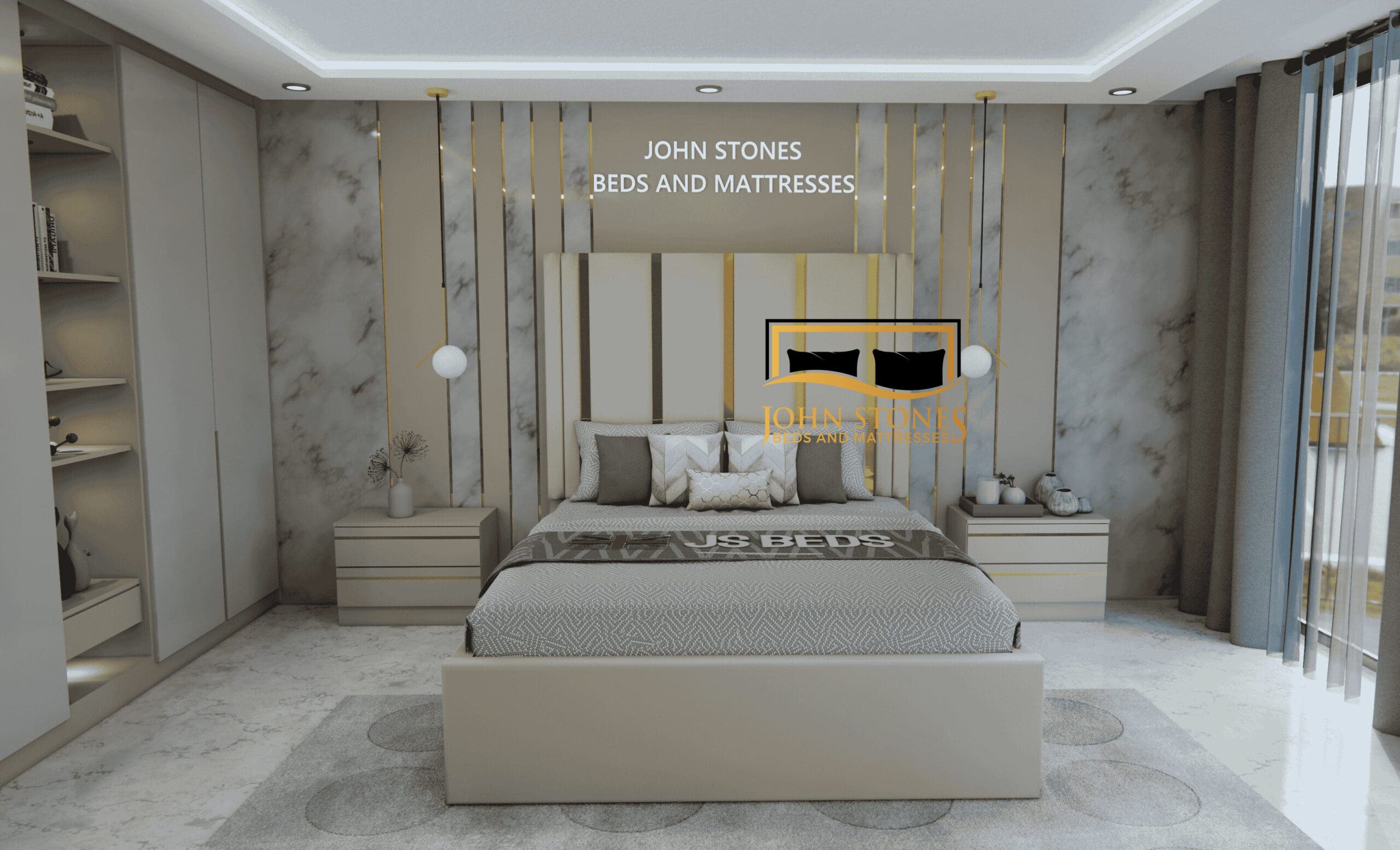 Golden Panels Luxury Bed
