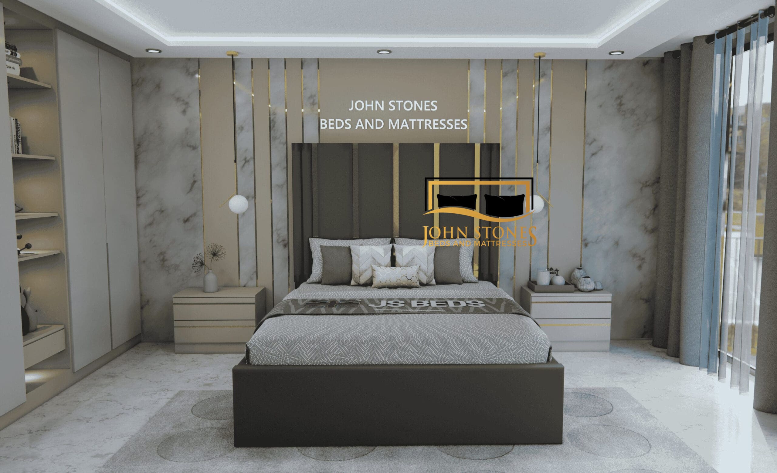 Golden Panels Luxury Bed