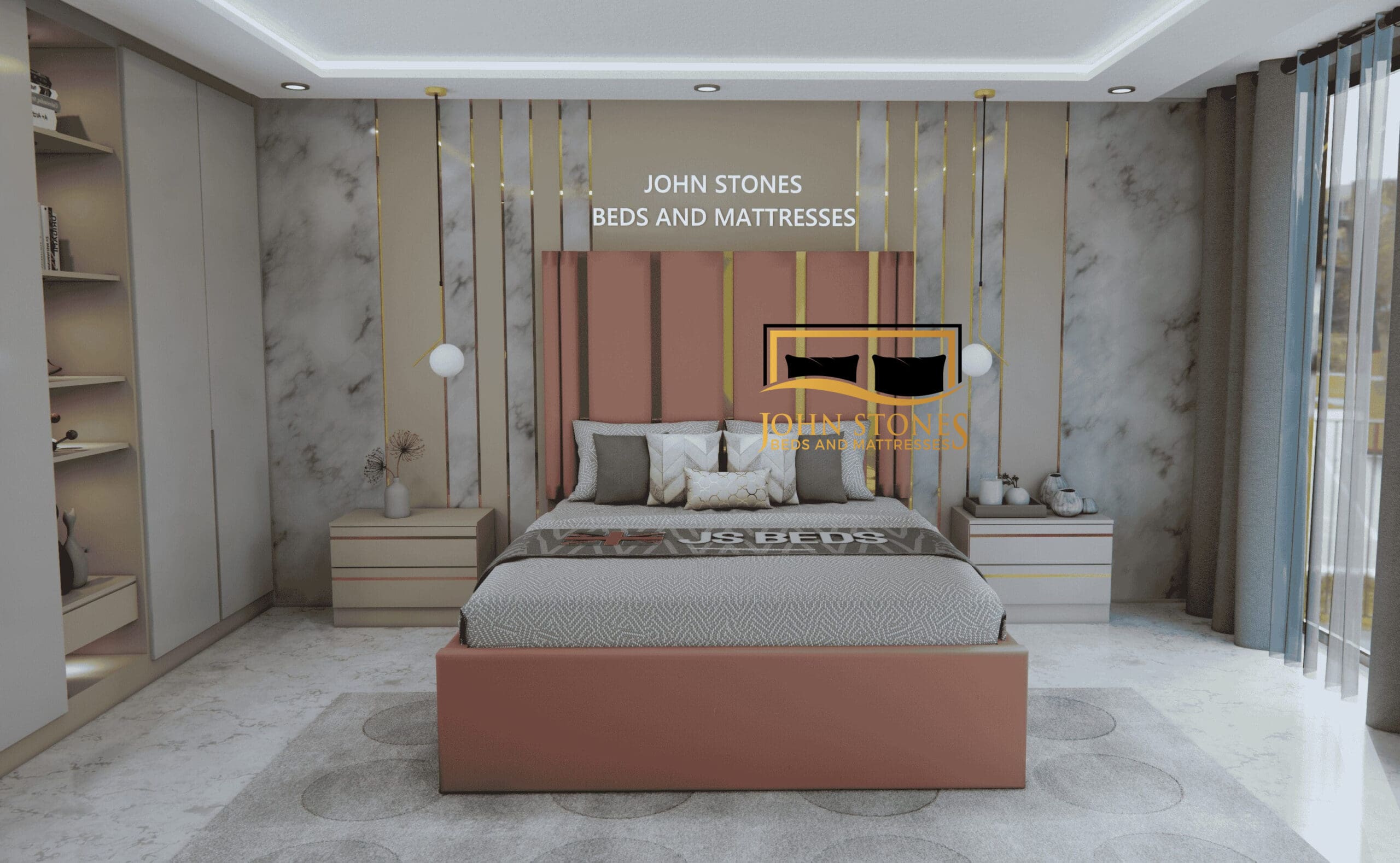 Golden Panels Luxury Bed