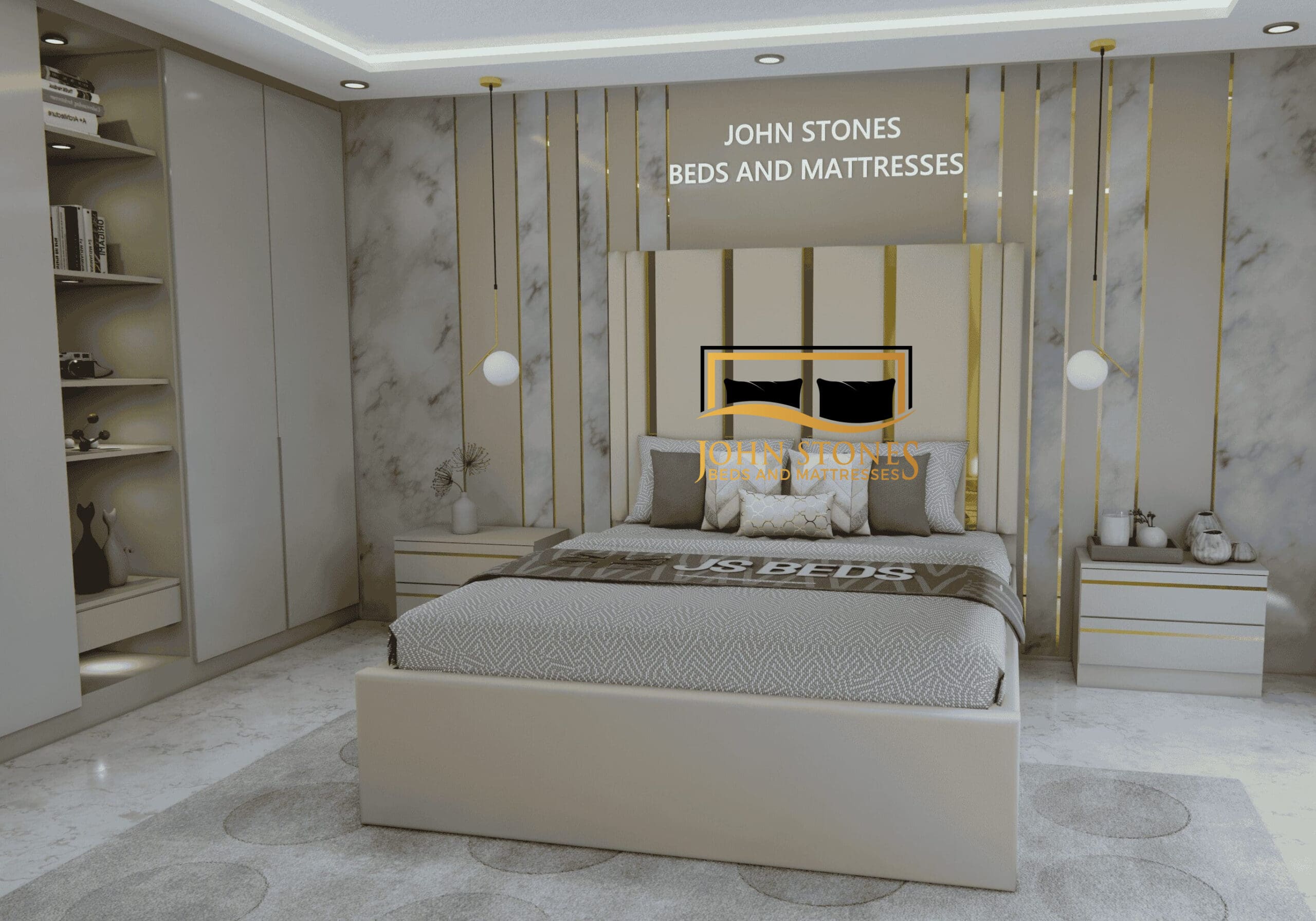 Golden Panels Luxury Bed